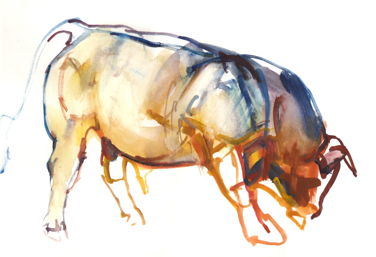 Little Bull, 2010, (akwarela i gwasz na papierze) autorstwa Mark Adlington