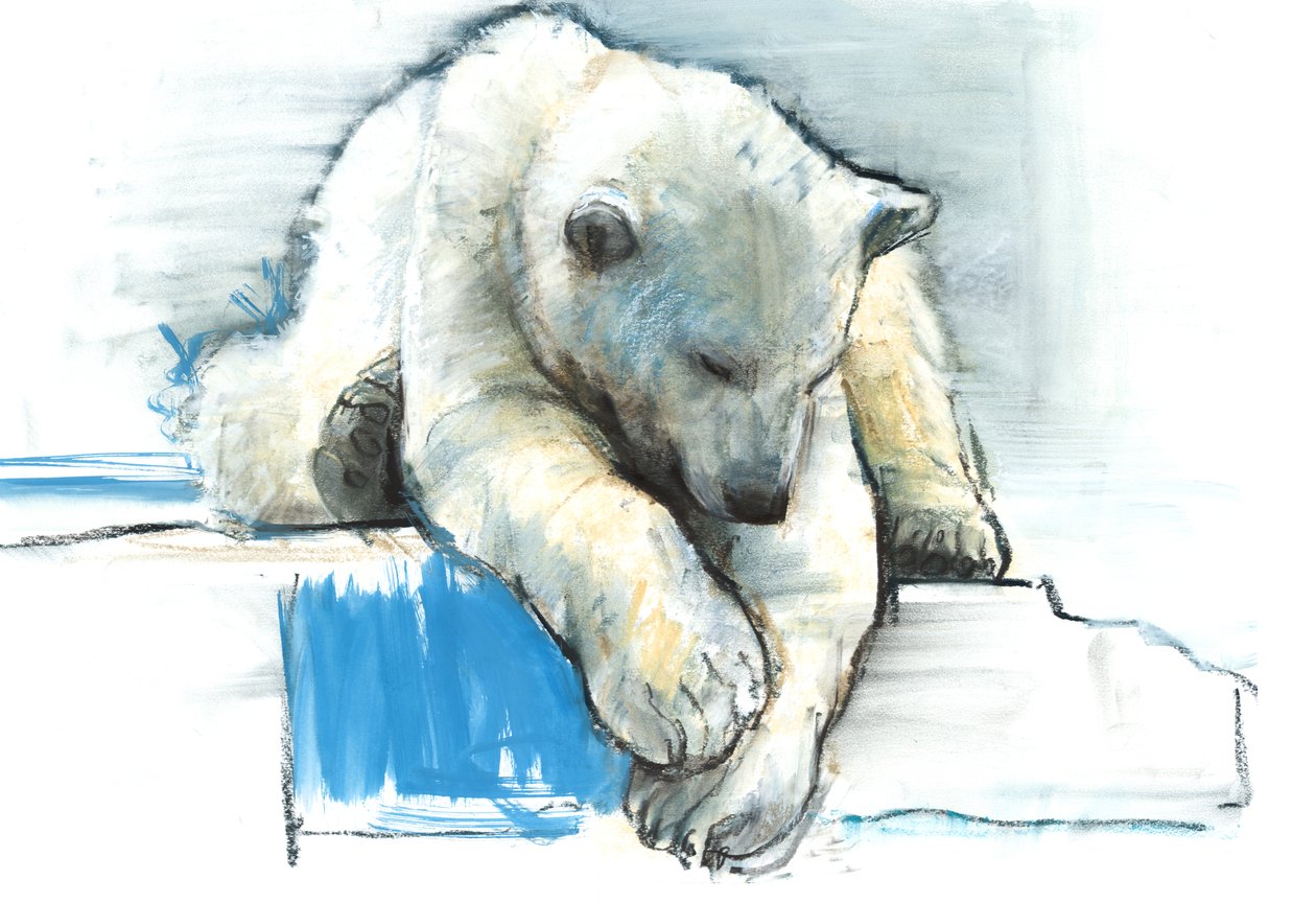 Over the Edge, 2016, (conté i pastel na papierze) autorstwa Mark Adlington