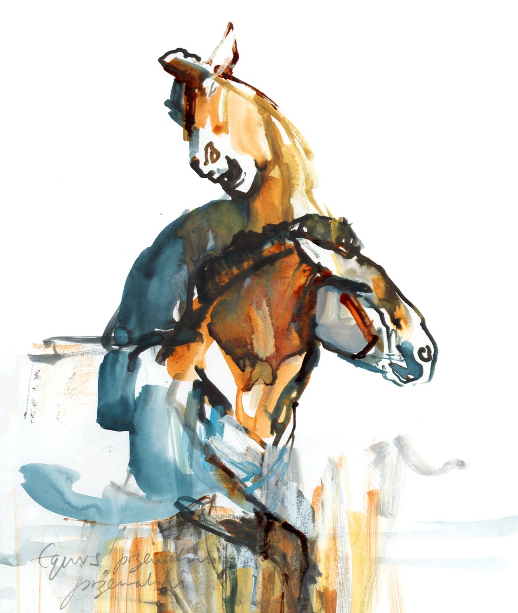 Paleolit (Przewalski), 2013 (tusz Sennelier, akwarela i gwasz) autorstwa Mark Adlington