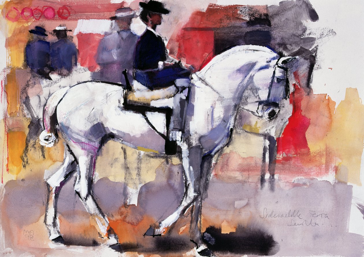 Siodło boczne na Feria de Sevilla, 1998 (media mieszane na papierze) autorstwa Mark Adlington