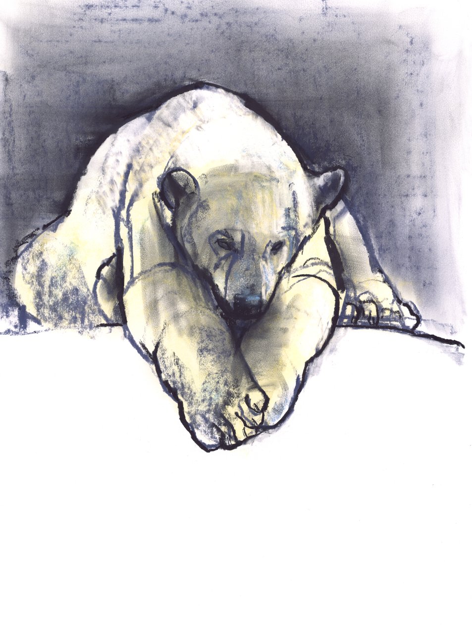 Zaspy śniegu. 2016 (conté i pastel na papierze) autorstwa Mark Adlington