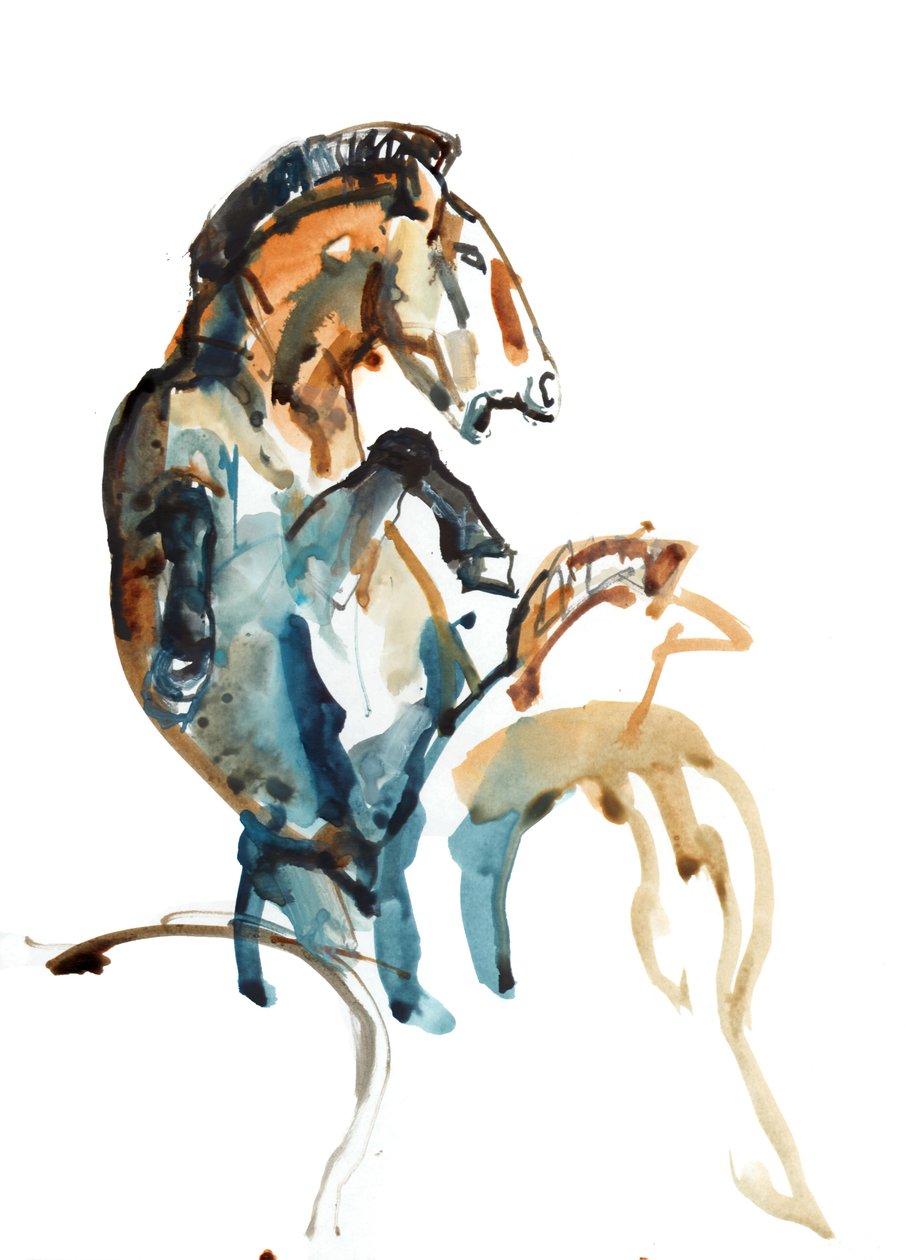 Spirit (Przewalski), 2013 (tusz Sennelier, gwasz i akwarela) autorstwa Mark Adlington