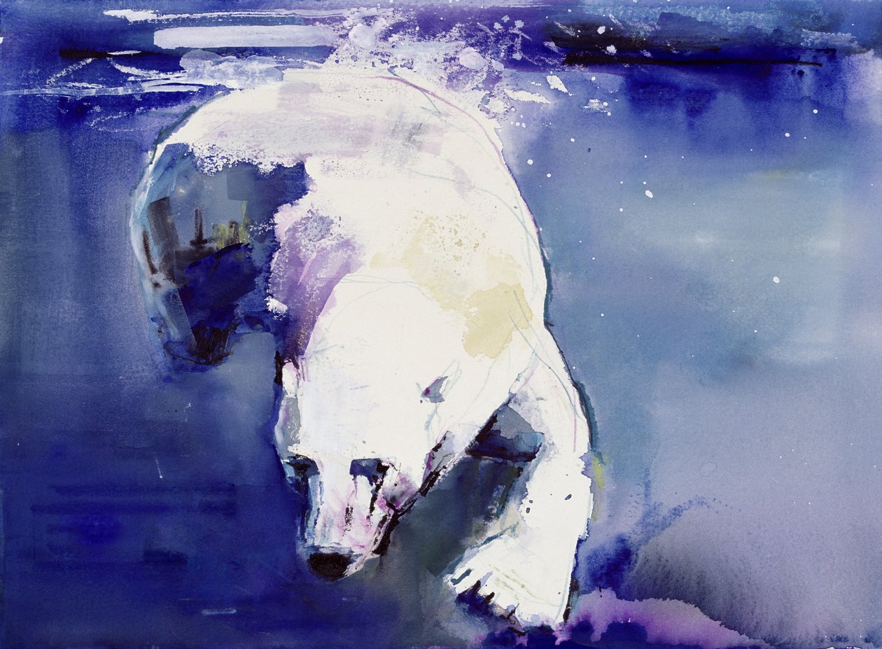 Underwater Bear, 1999 (media mieszane na papierze) autorstwa Mark Adlington