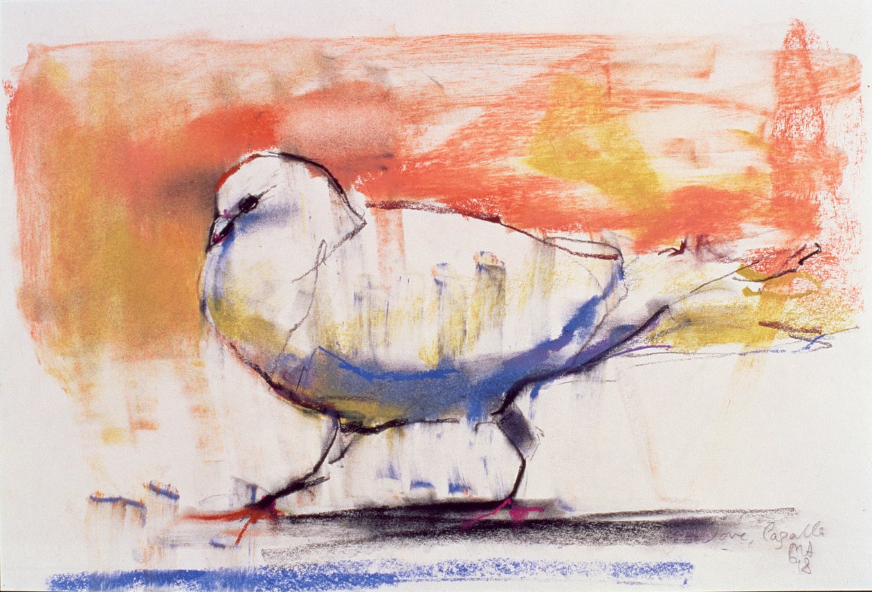 Walking Dove, Trasierra, 1998 (conte i węgiel na papierze) autorstwa Mark Adlington