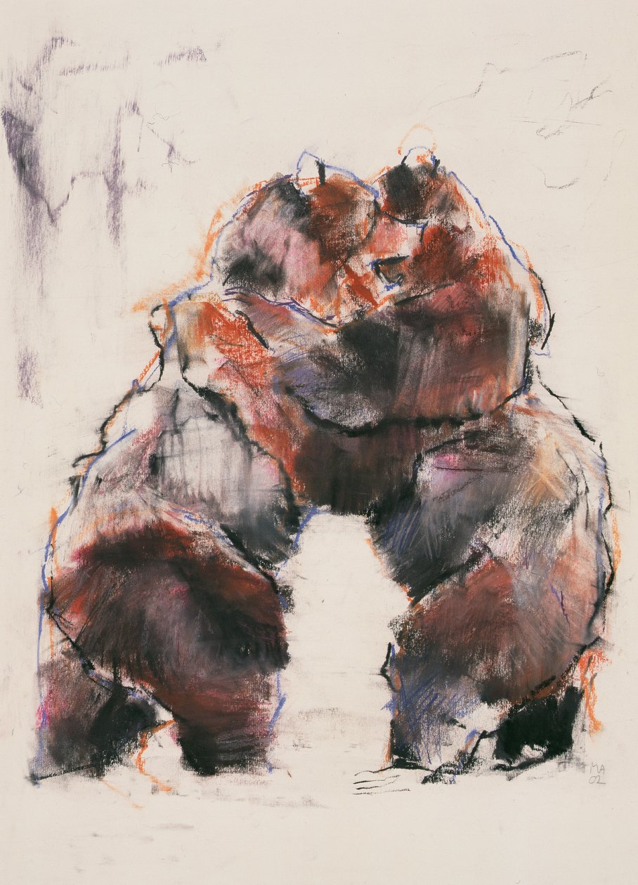 Wrestle (węgiel i conte na papierze) autorstwa Mark Adlington