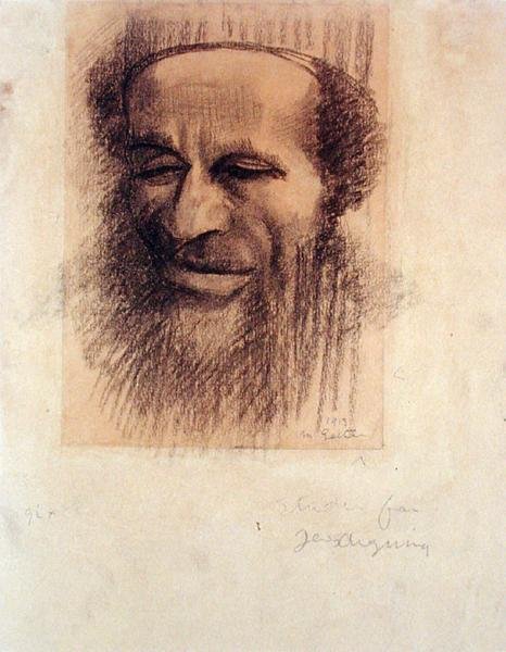 Głowa rabina, ok. 1910 (kreda na papierze płowym) autorstwa Mark Gertler