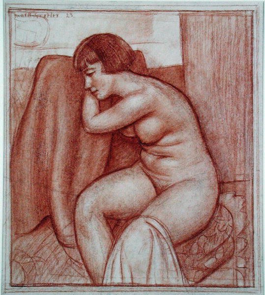 Siedząca naga postać (ołówek na papierze) autorstwa Mark Gertler