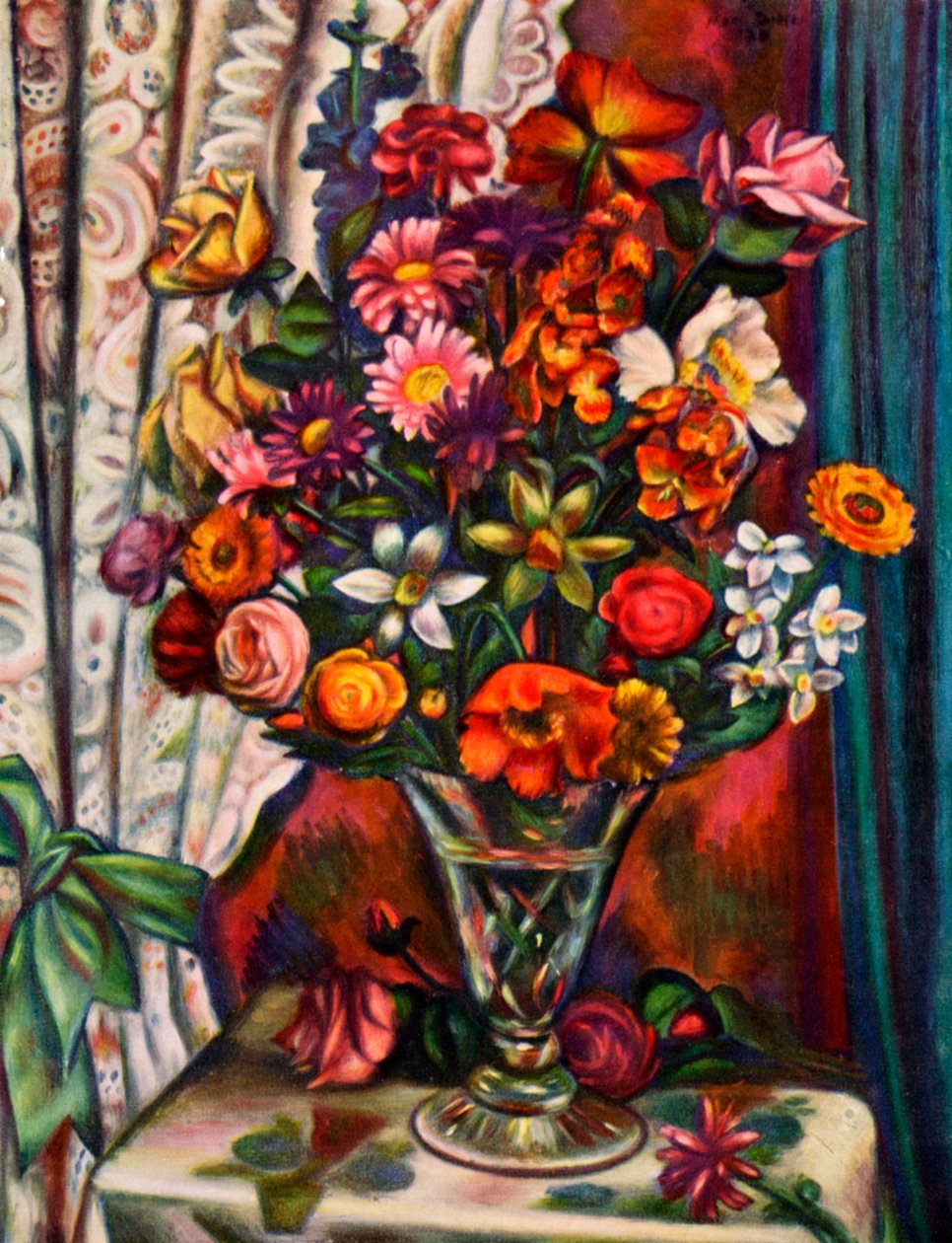 Martwa natura z kwiatami w srebrnym wazonie, 1930. autorstwa Mark Gertler