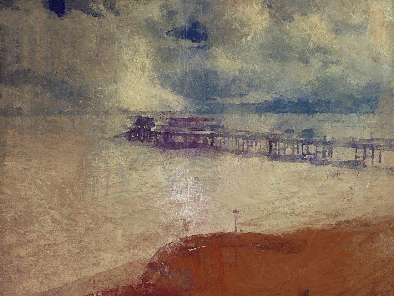 Srebrny pejzaż morski - Cromer Pier, Norfolk (mieszane media) autorstwa Mark Gordon