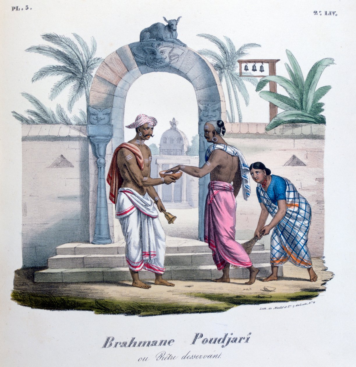 Przed świątynią, Indie, 1828 autorstwa Marlet et Cie