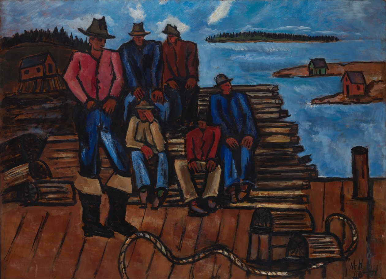 Rybacy homarów, 1940-41 (olej na płycie pilśniowej) autorstwa Marsden Hartley