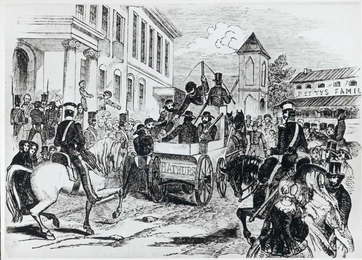 Przybycie przesyłki rządowej do skarbu kolonialnego w Sydney, 21 sierpnia 1851 r., z „The Illustrated London News”, 24 stycznia 1852 r. autorstwa Marshall Claxton