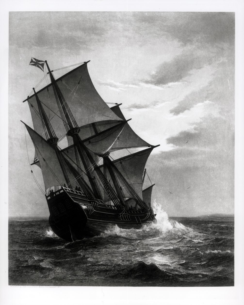 The Mayflower, grawerowane i pub. John A. Lowell, Boston, 1905 autorstwa Marshall Johnson