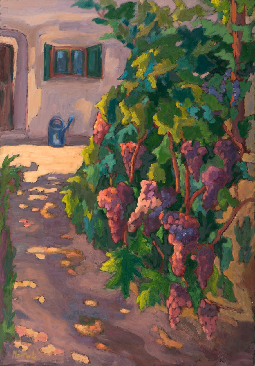 W winnicy, (2011) olej na desce autorstwa Marta Martonfi Benke