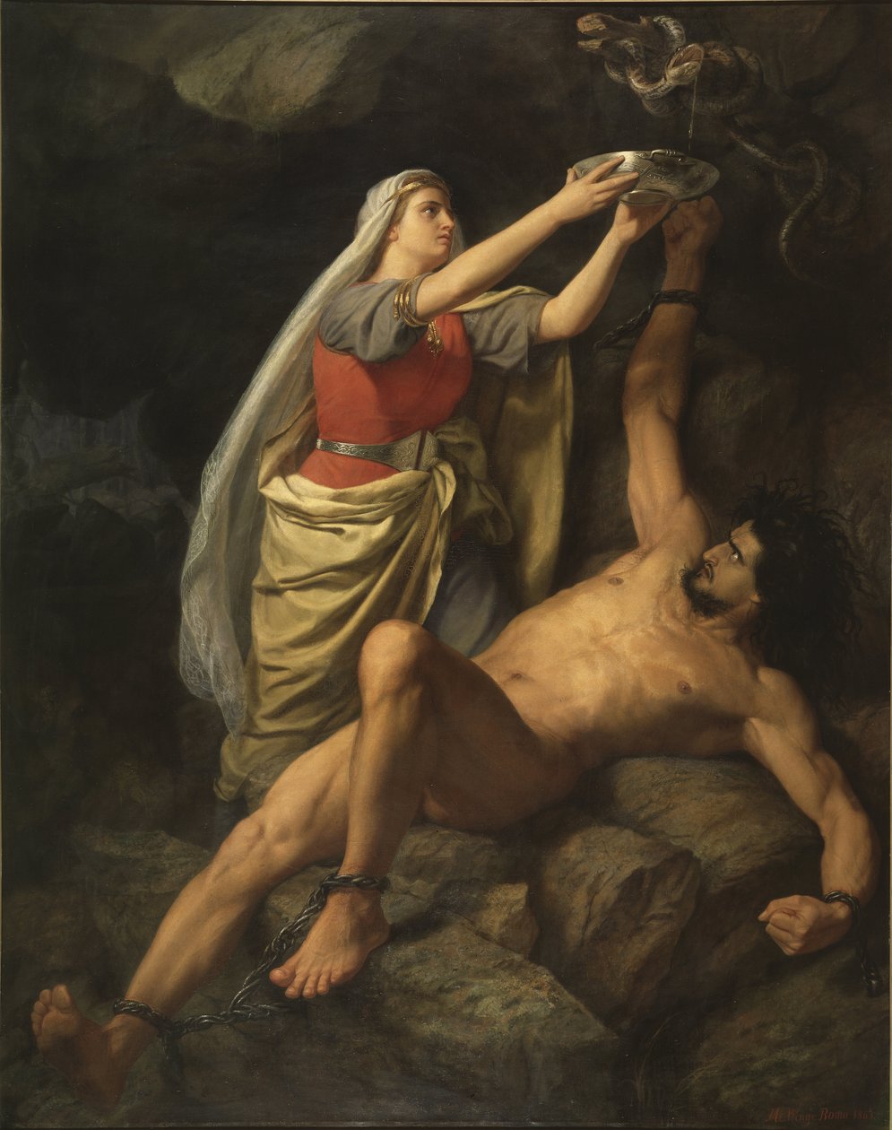 Loki et Sigyn - Loki i Sigyn, autorstwa Winge, Marten Eskil (1825-1896). olej na płótnie autorstwa Mårten Eskil Winge
