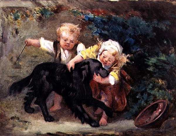 Wesołe Trio (akwarela na papierze) autorstwa Martha Darley Mutrie