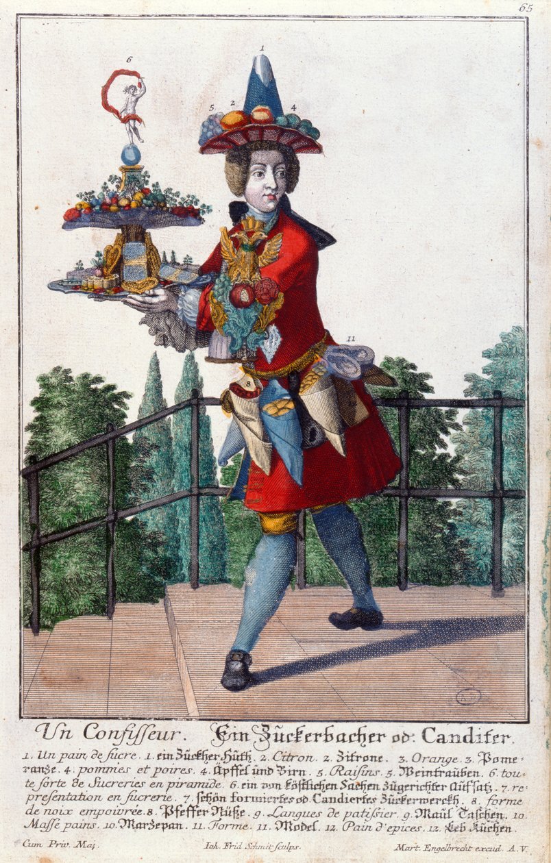 Cukiernik, ok. 1735 (kolor grawerowany) autorstwa Martin Engelbrecht