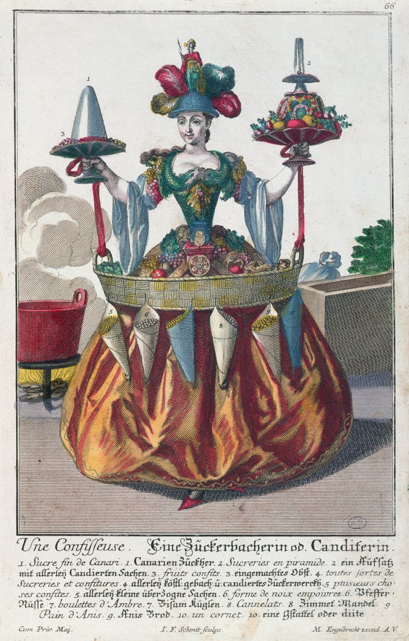 Cukiernik, ok. 1735 (kolor grawerowany) autorstwa Martin Engelbrecht