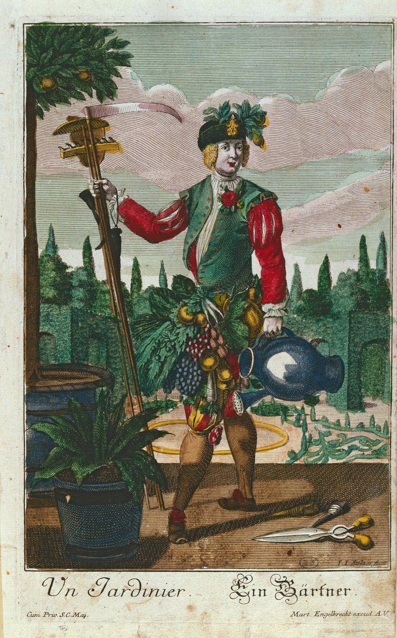 Ogrodnik, przedstawienie alegoryczne, ok. 1735 autorstwa Martin Engelbrecht