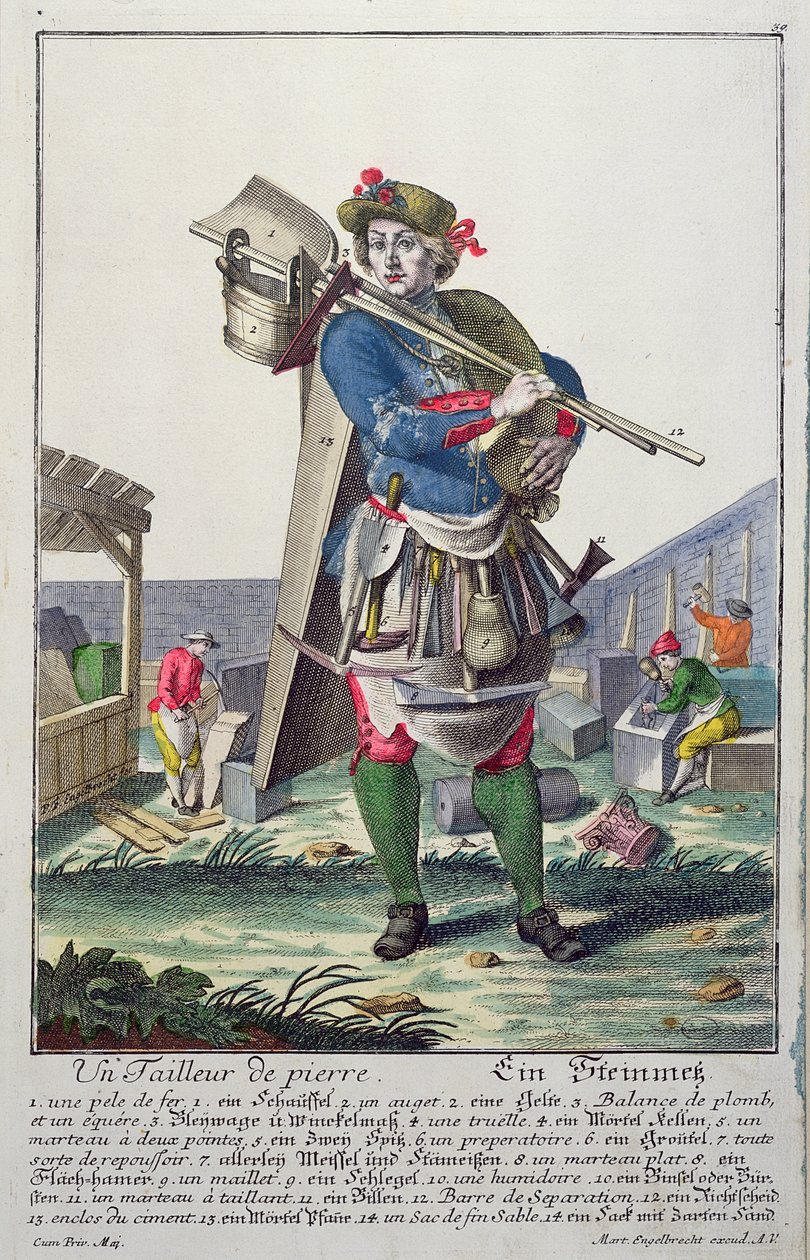 Kamieniarz, ok.1735 autorstwa Martin Engelbrecht
