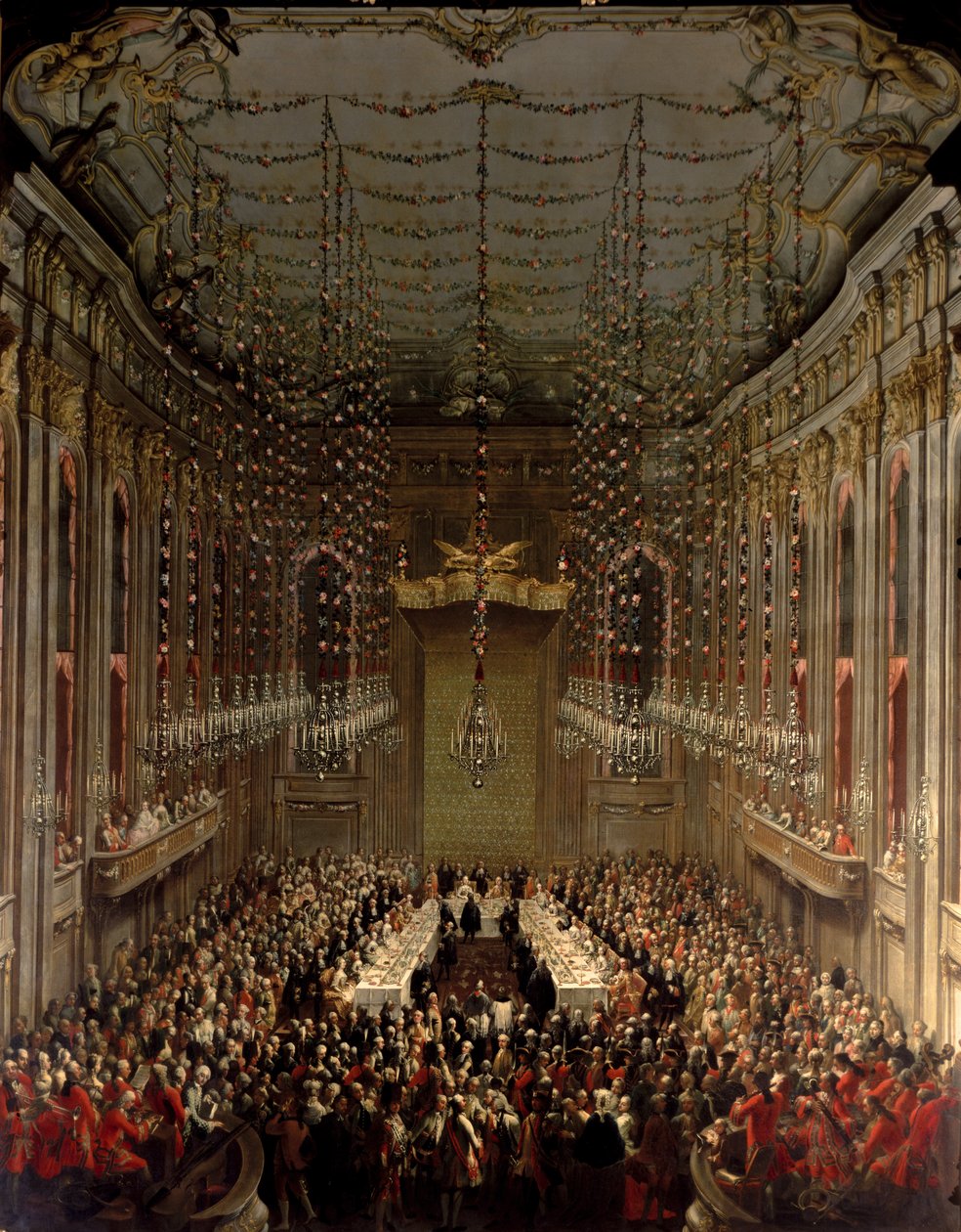 Bankiet w Redoutensaal, Wiedeń, 1760 autorstwa Martin II Mytens or Meytens
