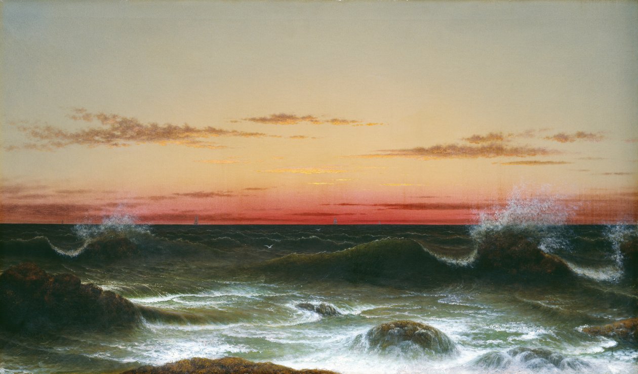 Pejzaż morski: Zachód słońca, 1861 autorstwa Martin Johnson Heade