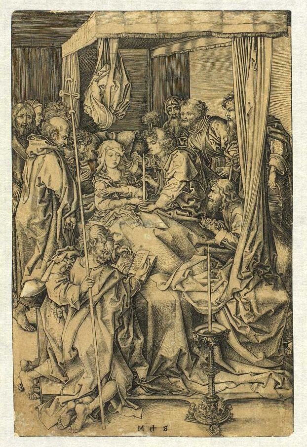 Śmierć Dziewicy autorstwa Martin Schongauer