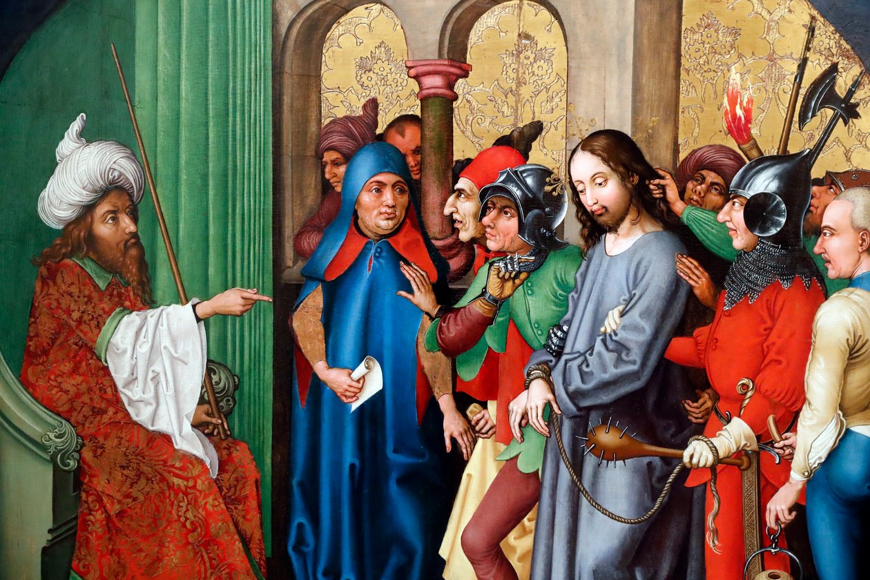 Jezus skazany przez Sanhedryn (olej na płycie) autorstwa Martin Schongauer