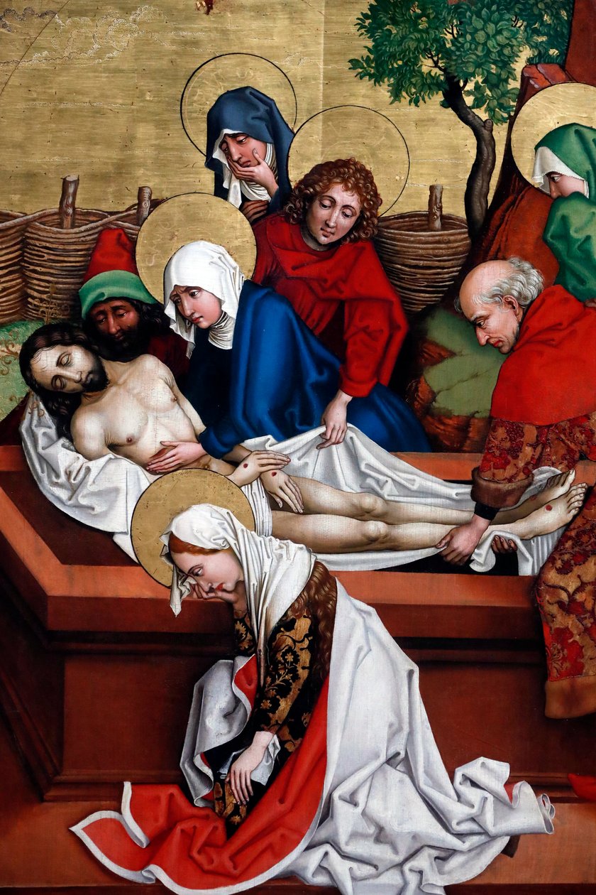 Jezus złożony w grobie (olej na desce) autorstwa Martin Schongauer