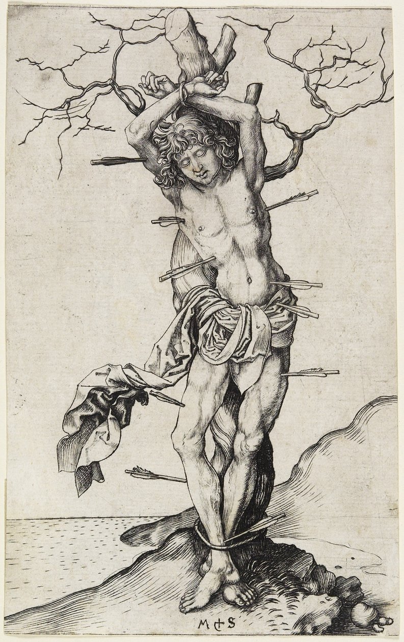 Św. Sebastian, ok. 1480-1490 autorstwa Martin Schongauer