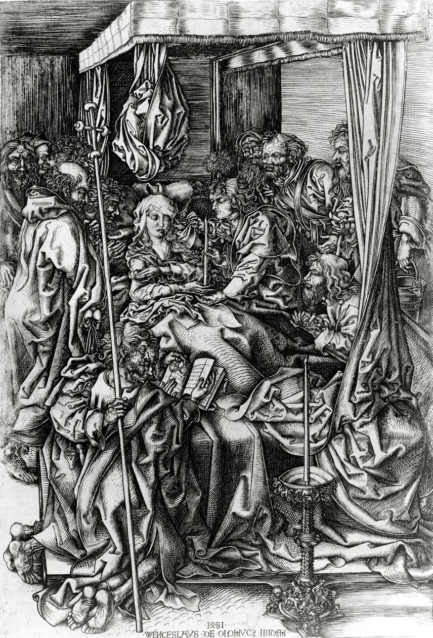 Śmierć Dziewicy rytowana przez Wenzela von Olmutza, 1481 autorstwa Martin Schongauer