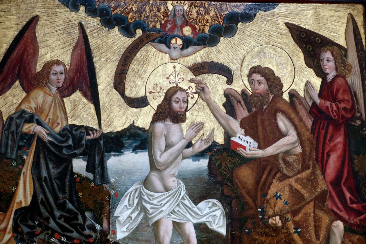 Chrzest Jezusa przez Jana Chrzciciela autorstwa Martin Schongauer