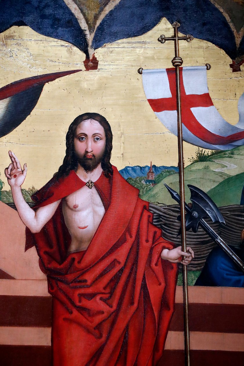 Zmartwychwstanie Jezusa (olej na płycie drewnopodobnej) autorstwa Martin Schongauer