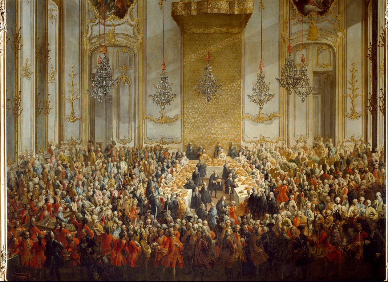 Uroczysty bankiet z okazji ślubu księżniczki Izabeli Parmeńskiej z cesarzem Józefem II w dniu 06.10.1760. Detal (malarstwo) autorstwa Martin (and studio) Mytens or Meytens