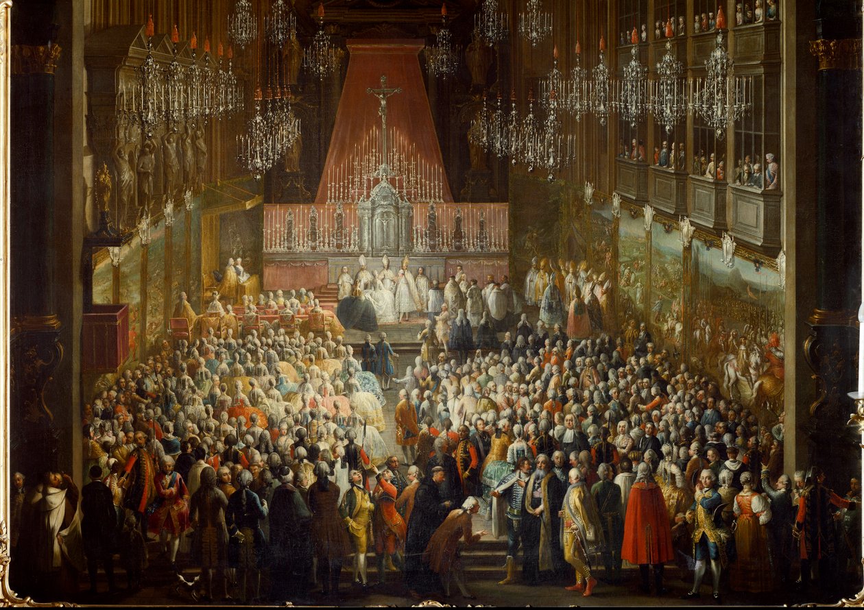 Ceremonia zaślubin księżnej Izabeli Parmeńskiej z cesarzem Józefem II, dnia 06.10.1760. Detal (malarstwo) autorstwa Martin (and studio) Mytens or Meytens