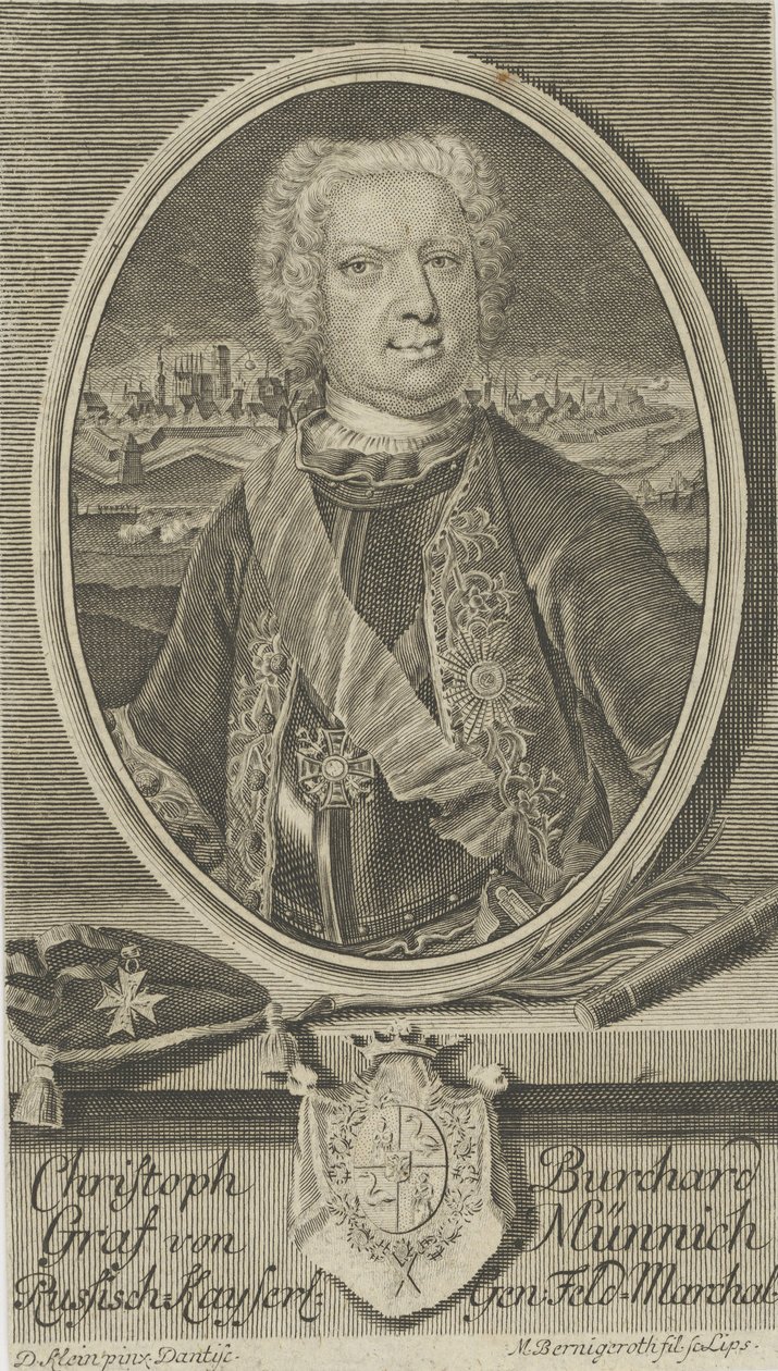 Portret hrabiego Burkharda Christopha von Munnicha 1683-1767, ok. 1730. autorstwa Martin Bernigeroth