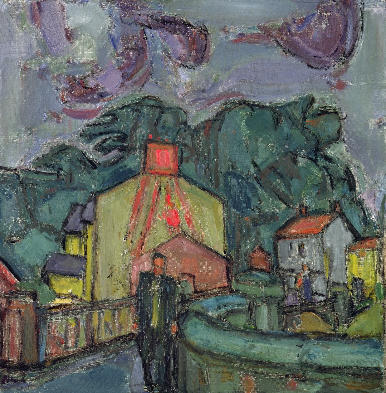 Walijska wioska (olej na płótnie) autorstwa Martin Bloch