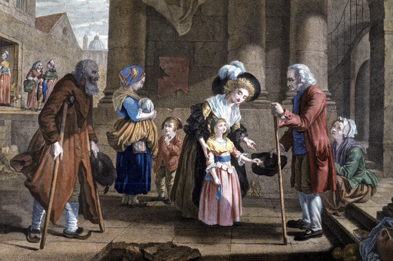 Lekcja człowieczeństwa. Edukacja młodej dziewczyny, ok. 1790 r. (rycina) autorstwa Martin Drölling