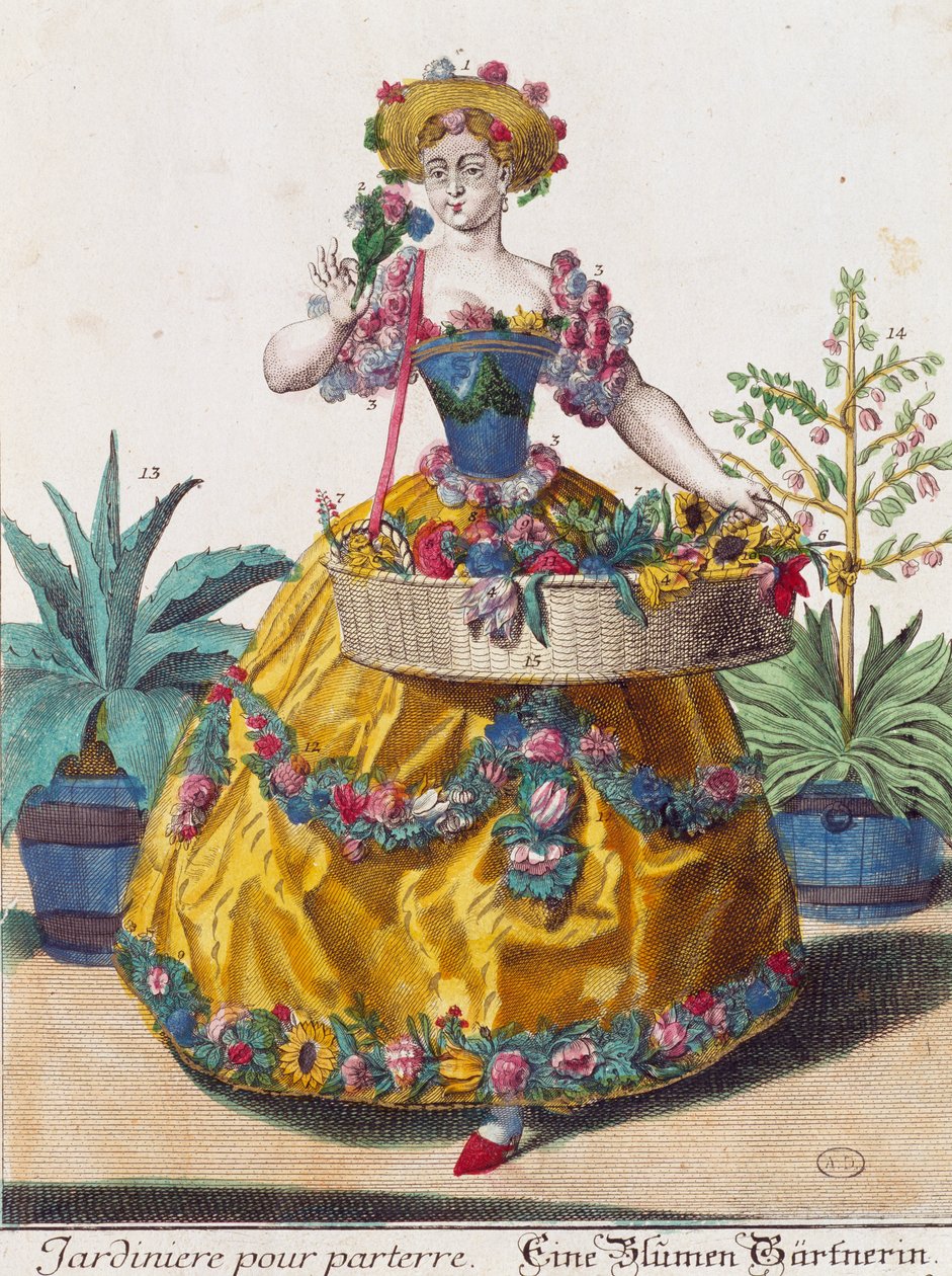 Ogrodnik, rycina z Assemblage des nouveau manouvries habilles autorstwa Martina Engelbrechta (1684-1756), Niemcy autorstwa Martin Engelbrecht