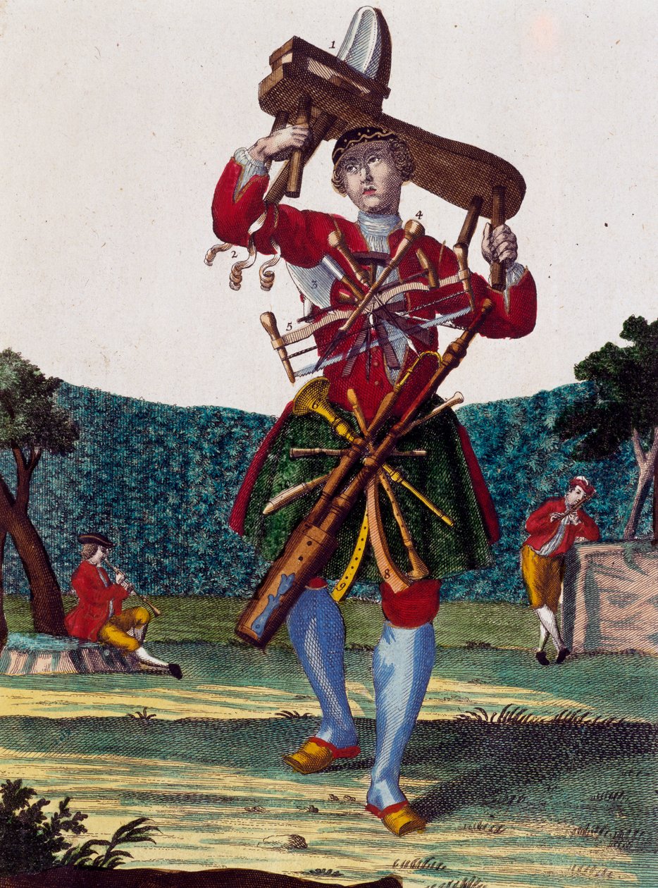 Producent fletów, rycina z Assemblage des nouveau manouvries habilles by Martin Engelbrecht (1684-1756), Niemcy autorstwa Martin Engelbrecht