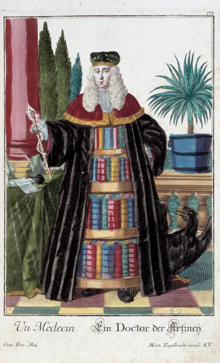 Metier: Lekarz. Grawer autorstwa Martina Engelbrechta (1684-1756), w „Nowym zespole habilles manewrów” XVIII w., Niemcy. Paryż, Sztuka Dekoracyjna autorstwa Martin Engelbrecht