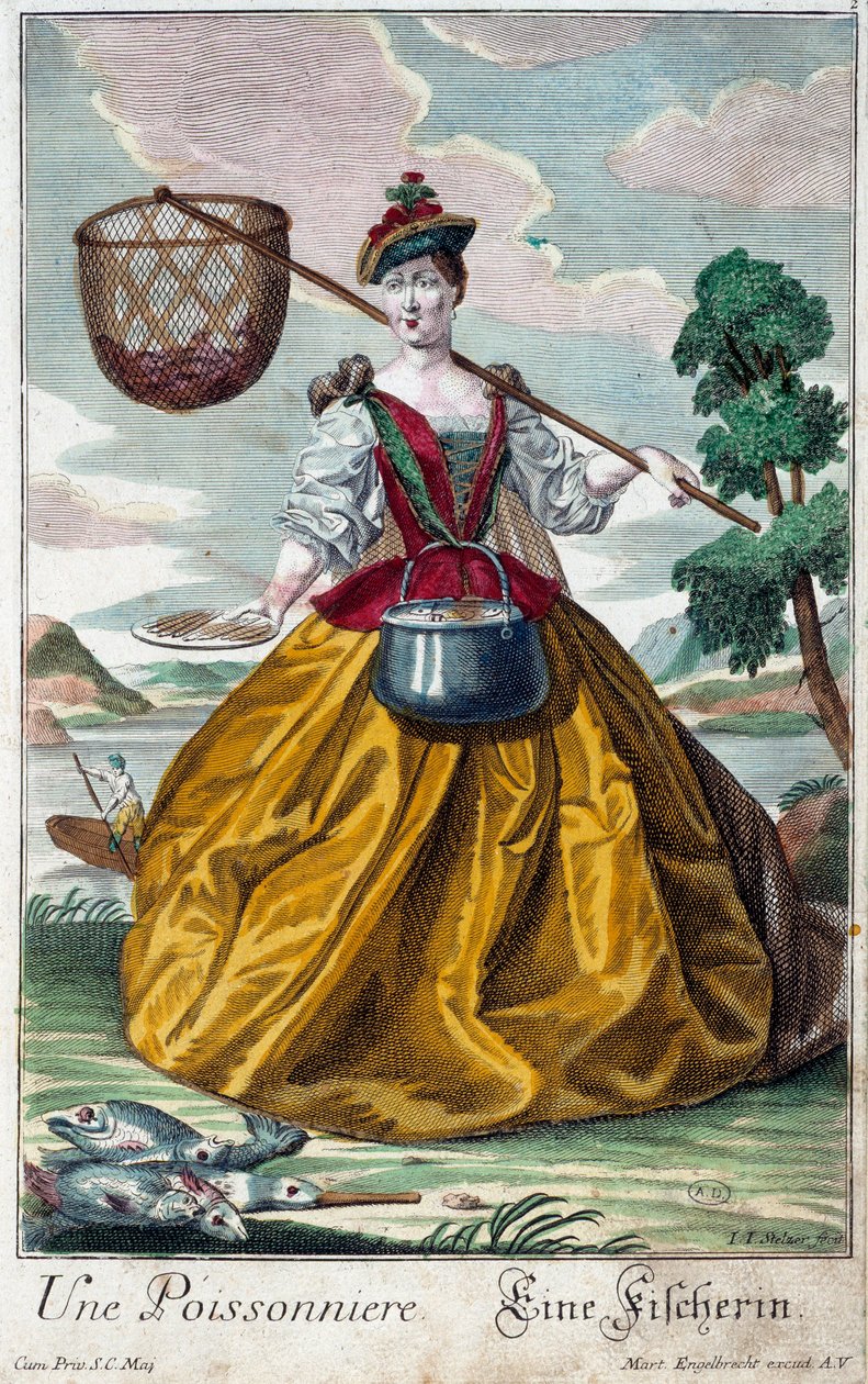 Metier: Ryba. Grawer autorstwa Martina Engelbrechta (1684-1756), w „Nowym zespole habilles manewrów” XVIII w., Niemcy. Paryż, Sztuka Dekoracyjna autorstwa Martin Engelbrecht