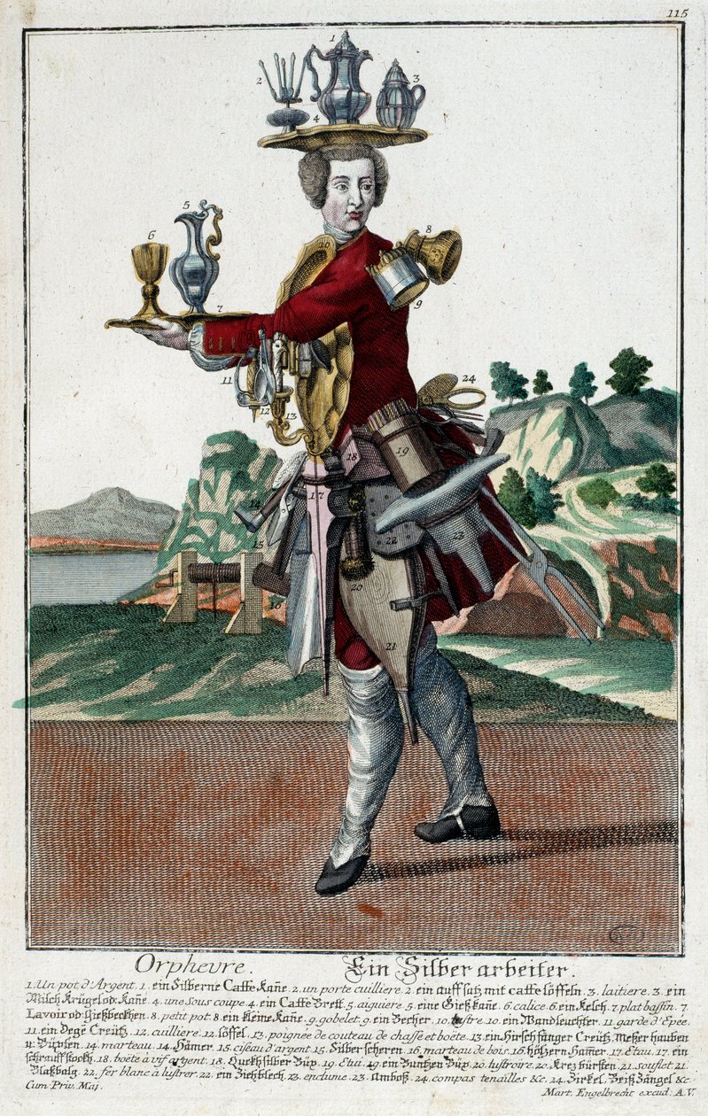 Metier: Złota rybka. Grawer autorstwa Martina Engelbrechta (1684-1756), w „Nowym zespole habilles manewrów” XVIII w., Niemcy. Paryż, Sztuka Dekoracyjna autorstwa Martin Engelbrecht