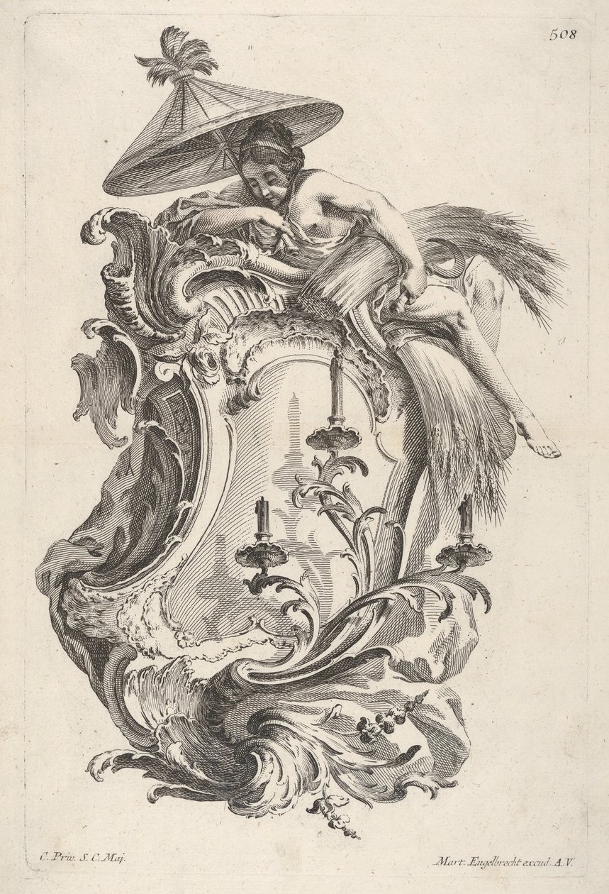 Kinkiet reprezentujący lato, z Kinkiet reprezentujący 4 lata, ok. 1730-56. autorstwa Martin Engelbrecht