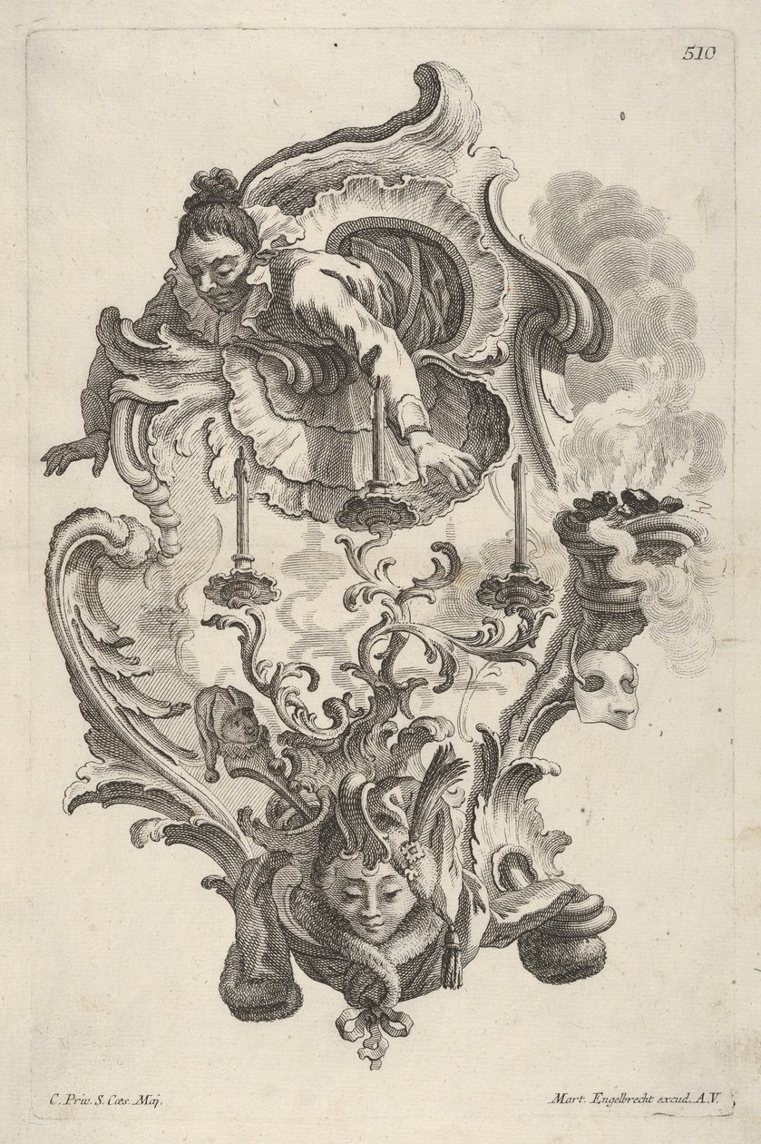 Kinkiet reprezentujący zimę, z Kinkiet reprezentujący strony 4 lat, ok. 1730-56. autorstwa Martin Engelbrecht