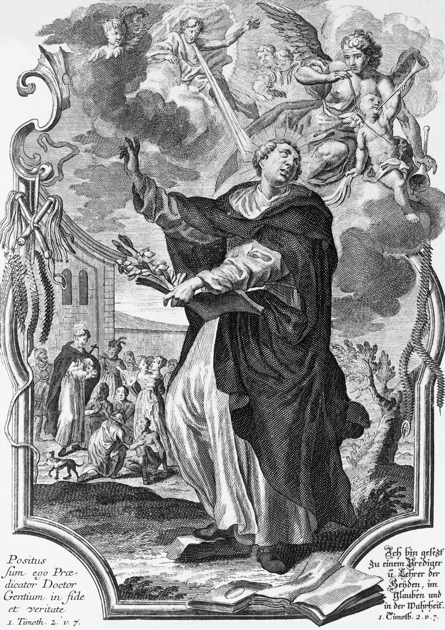 Vincent Ferrer (1350-1419), hiszpański dominikanin, rycina Martin Engelbrecht (1684-1756) autorstwa Martin Engelbrecht