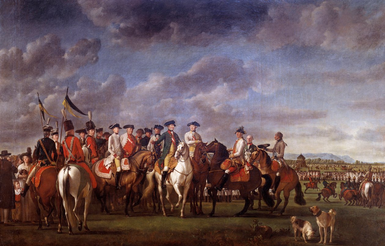 Cesarz Austrii Józef II (1741-1790) w obozie Minkendorf koło Baden w 1788 r. Obraz Martina Quadala (1736-1808) 1788 Wiedeń. Kunsthistorische Museum autorstwa Martin Ferdinand Quadal
