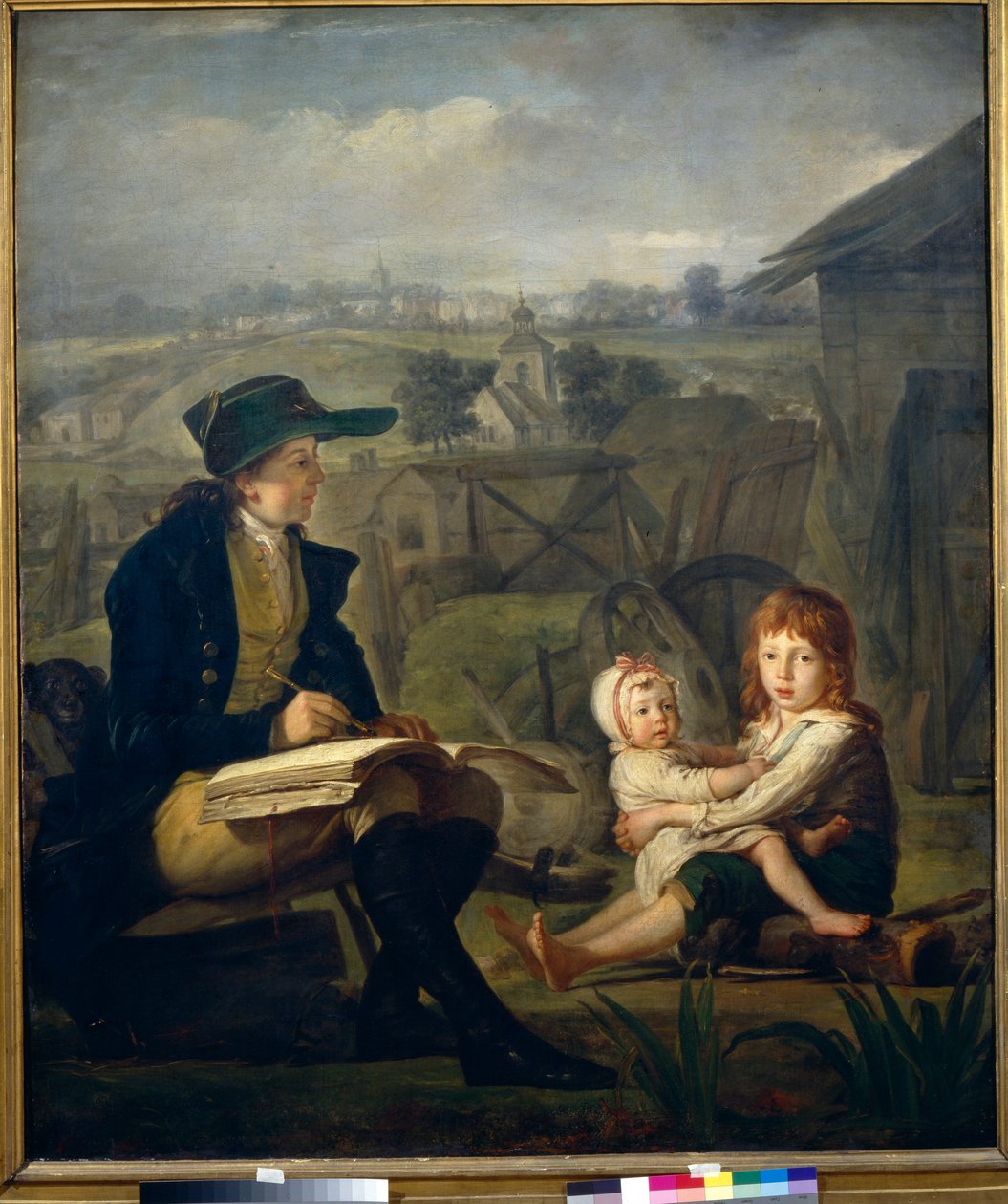 Werther dessine des enfants, illustration du roman ""Cierpienia młodego Wertera"" (Les Souffrances du jeune Werther) de Johann Wolfgang von Goethe (1749-1832) - Werther rysujący dzieci - Olej na płótnie autorstwa Martina Ferdinanda Quadala (1736-1808) ) autorstwa Martin Ferdinand Quadal