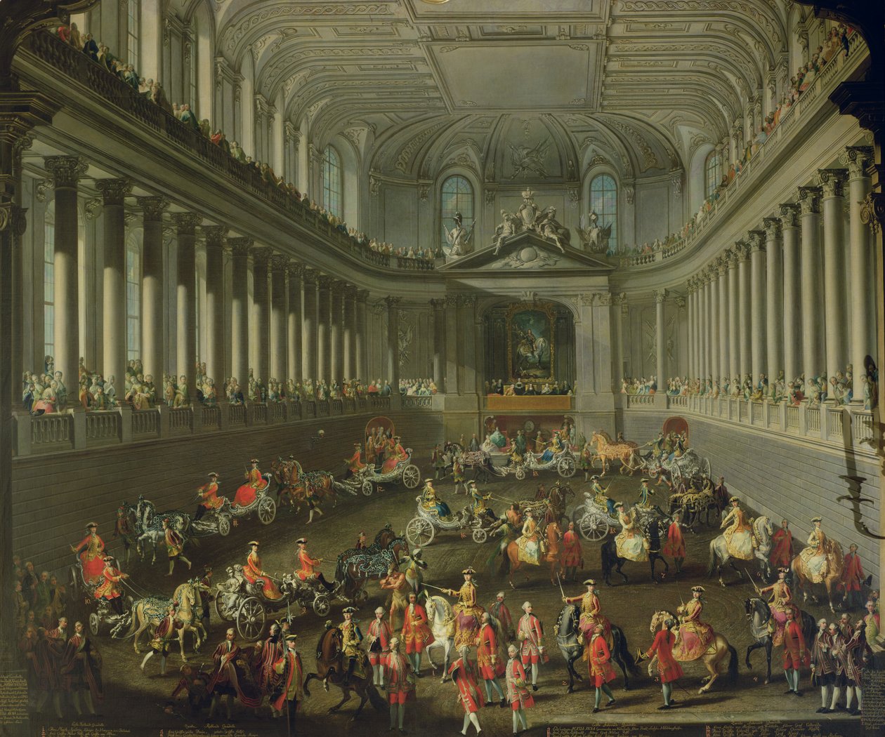 Kawalkada w Zimowej Szkole Jeździeckiej w wiedeńskim Hof z okazji klęski armii francuskiej pod Pragą, 1743 (szczegóły patrz 66596 i 66708) autorstwa Martin II Mytens or Meytens