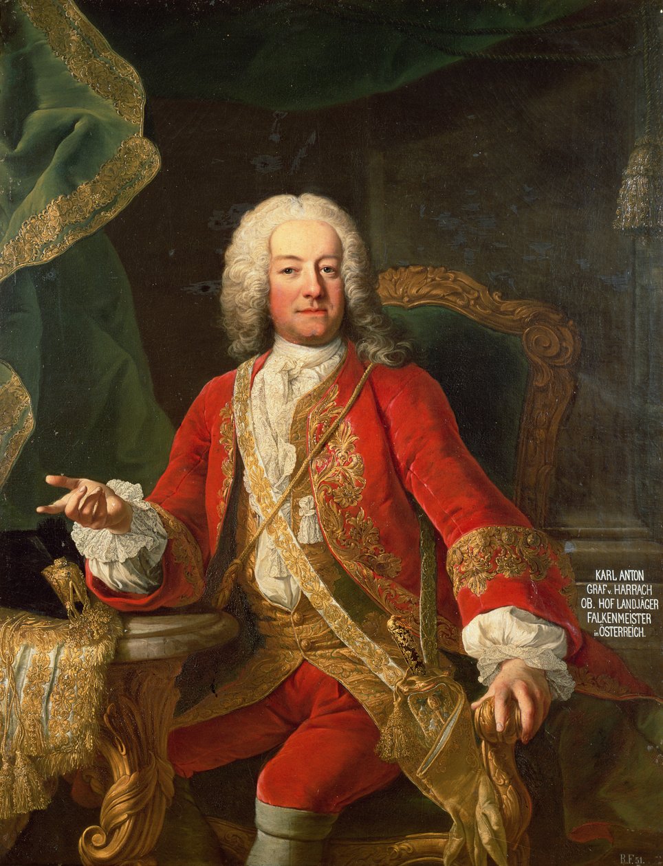 Hrabia Carl Anton von Harrach, mistrz sokolnictwa i lord porucznik Austrii autorstwa Martin II Mytens or Meytens